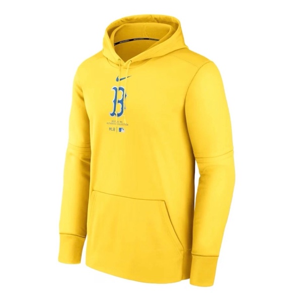 Boston Red Sox MLB Nike Authentic City Connect Therma Fit Hoodie Gold Small